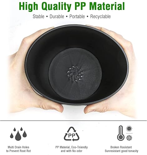 Miniatura 4 de Macetas de 6 pulgadas a granel, paquete de 6 macetas de plástico con agujeros de drenaje y platillos para plantas y flores de interior y exterior,