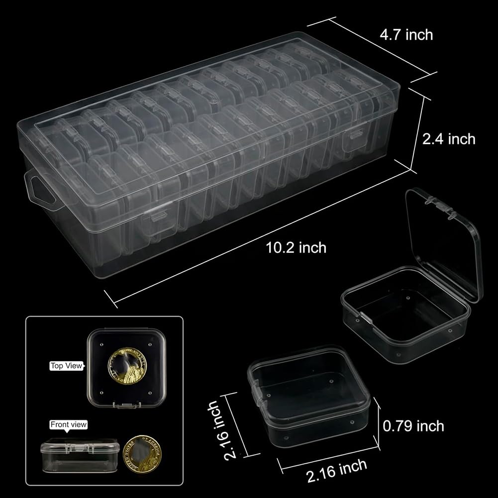 Ohulelks Contenitori per Conservazione Perline,48 Piccole Scatole Trasparenti Plastica per L'Organizzazione Perline con Coperchio Incernierato, Organizzatori Artigianali e Contenitori 2 Set