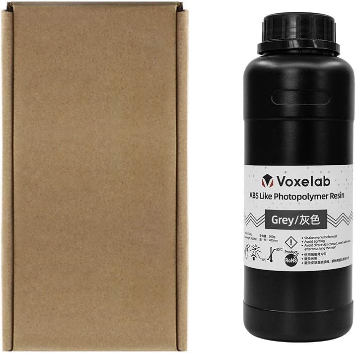 review Voxelab 3D Printer Resin, 405nm UV-Curing 3D Resin with High Precision and Quick Curing & Smooth Surface for LCD 3D Printing (ABS-Like-Grey, 1000g)