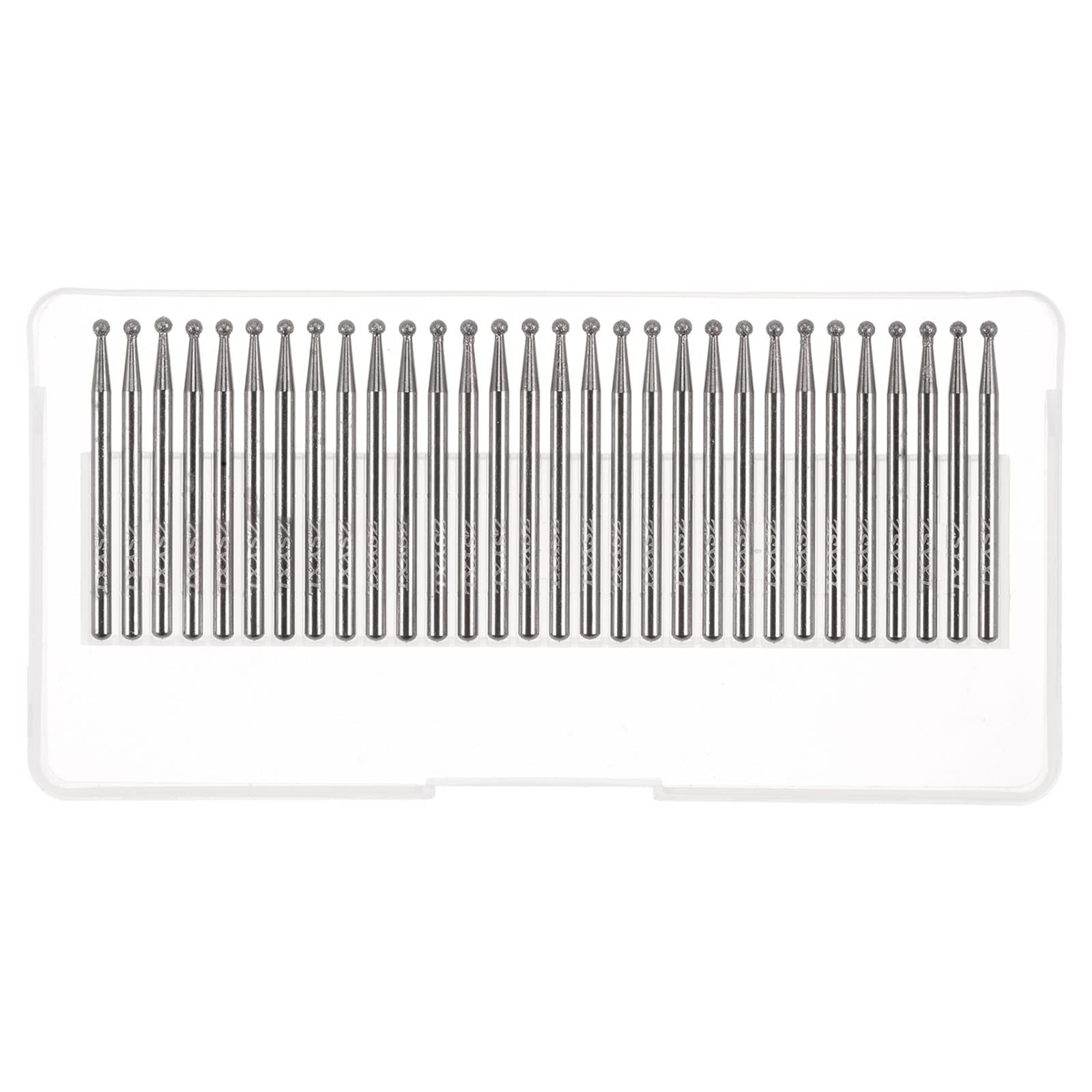 HARFINGTON 30pcs Diamond Grinding Burrs Carving Bits 2.5mm Ball Shape Head Mounted Point 1/8 Shank for Rotary Tool