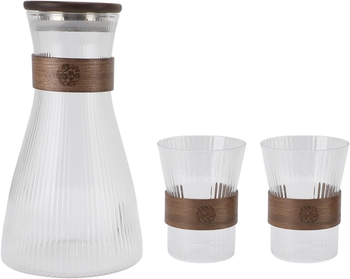 CHICIRIS Bedside Carafe, 1600ml High Borosilicate Glass Pitcher with Lid and 2 Glass Cups, Heatproof Coldproof From -20℃ to 130℃, for Coffee Juice Tea Home Office