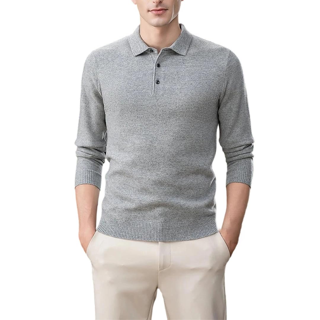 Suéter 100 % de cachemira para hombre, cálido, color liso, suéter de punto de invierno