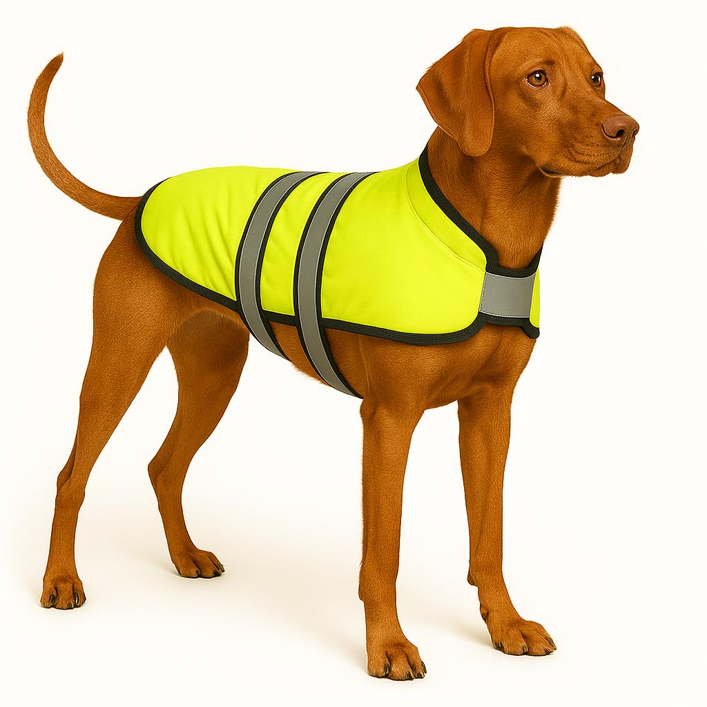 Flamingo Hundemantel Winter – Eisbär Fluo Gelb – XL 55cm – warm & modisch – Polyesterfaser – reflektierende Riemen – Wasser- & Winddicht – PU-Beschichtung – Geschirröffnung