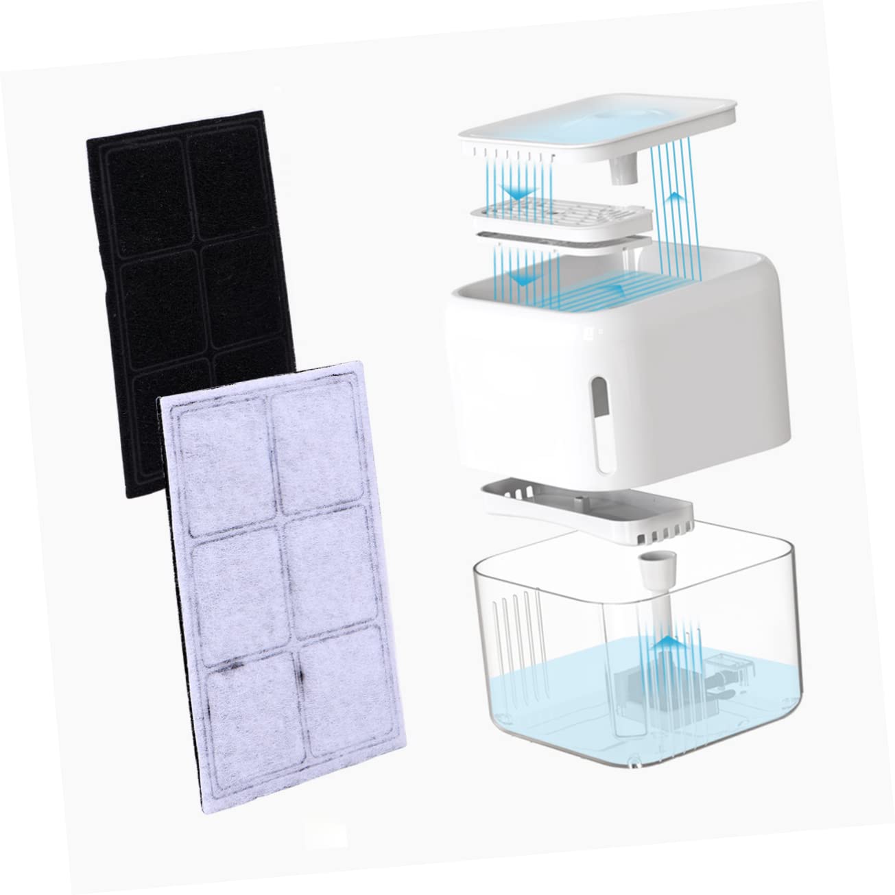Kisangel 16stücke Pack Aktivkohlefilter Für Katzenbrunnen Ersatzfilter Tiertrinker Frisches Wasser Für Haustiere Praktische Filterlösung Für Zuhause Und Büro