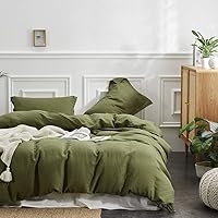 Vista 63 de Simple&Opulence - Juego de funda de edredón hecha al 100 % de lino, lino francés lavado, 3 unidades, ropa de cama unicolor, estilo básico, funda