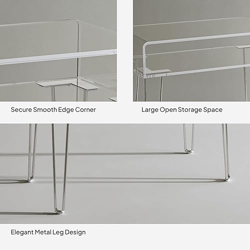 Miniatura 4 de Eglaf Escritorio de tocador de acrílico, pequeño tocador de maquillaje, 31.5 pulgadas de largo x 15.7 pulgadas de ancho x 32.1 pulgadas de alto,