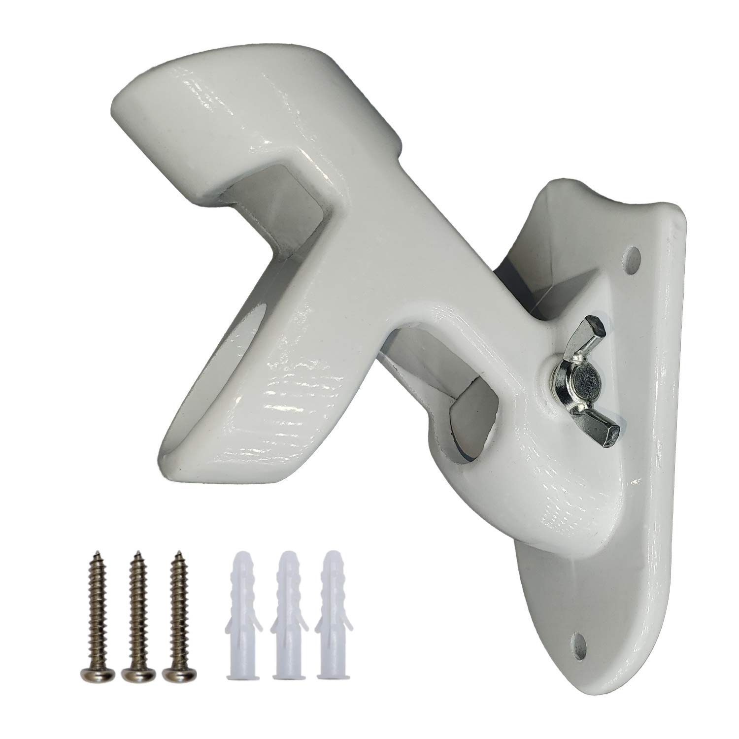 VIEKEY Flag Pole Holder Mounting Bracket with Hardwares Made of Cast Iron-Strong and Rust Free Coated - 1.03" Inner Diameter (White)