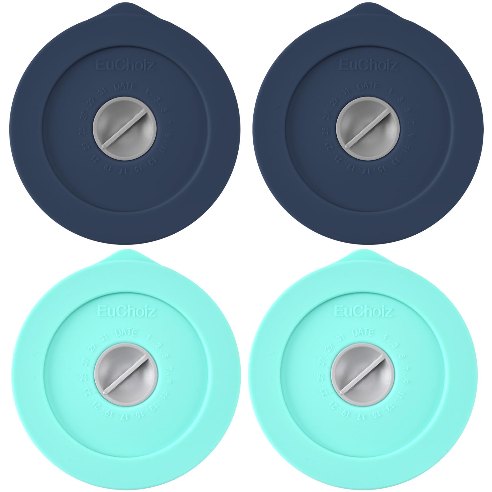 Replacement Lids for Pyrex 7202-PC 1 Cup, Silicone Round Storage Cover Lid for Anchor Hocking Glass Bowl 4 Pack with Date Mark
