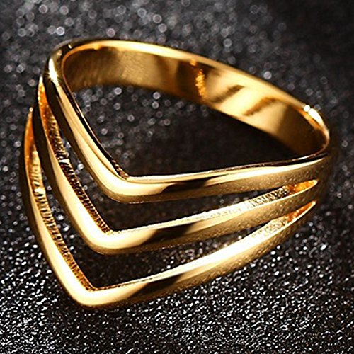 Jude Jewelers 316L Stainless Steel Rose Gold Statement Pointed Chevron Ring2