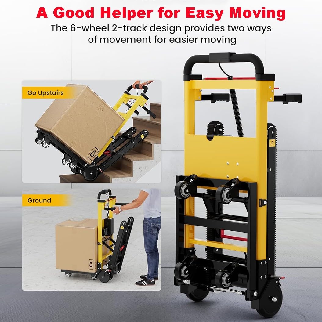 Carrello elettrico per scale a mano, cingolato pieghevole, capacità 200 kg, facile su e giù per scale, solleva scale portatili per spostare carichi pesanti
