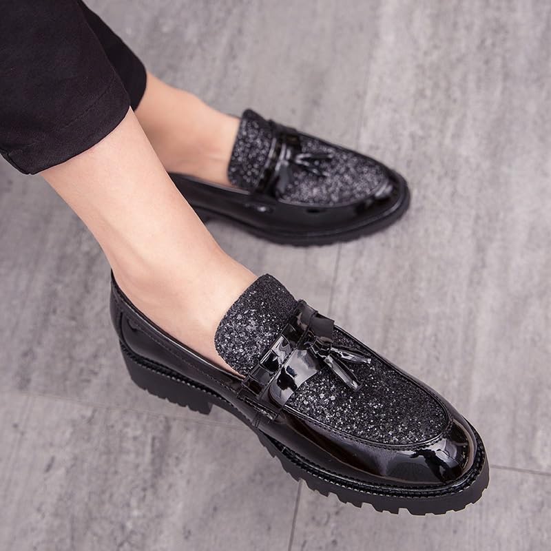 Men's Casual Walking Business Oxford Shoes Mens Comfortable Patent Leather Tassel Loafers Shoes Non-Slip Penny Formal Tuxedo Shoes Party Leather Shoes for Men3