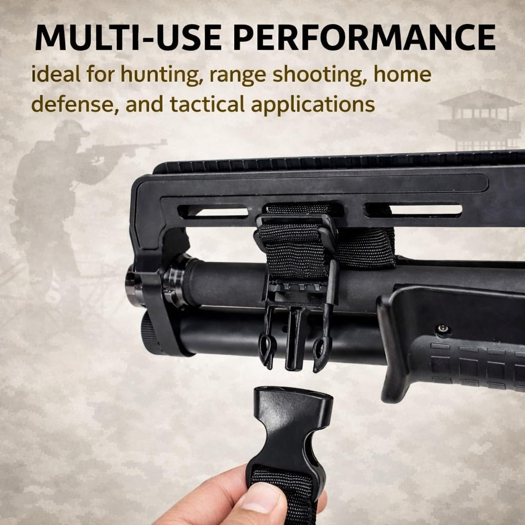 Trinity Tactical 2 Point Sling for Kel-Tec KS7 12 Gauge Pump – Adjustable Bungee Rifle Shotgun Sling Hunting Home Defense Black