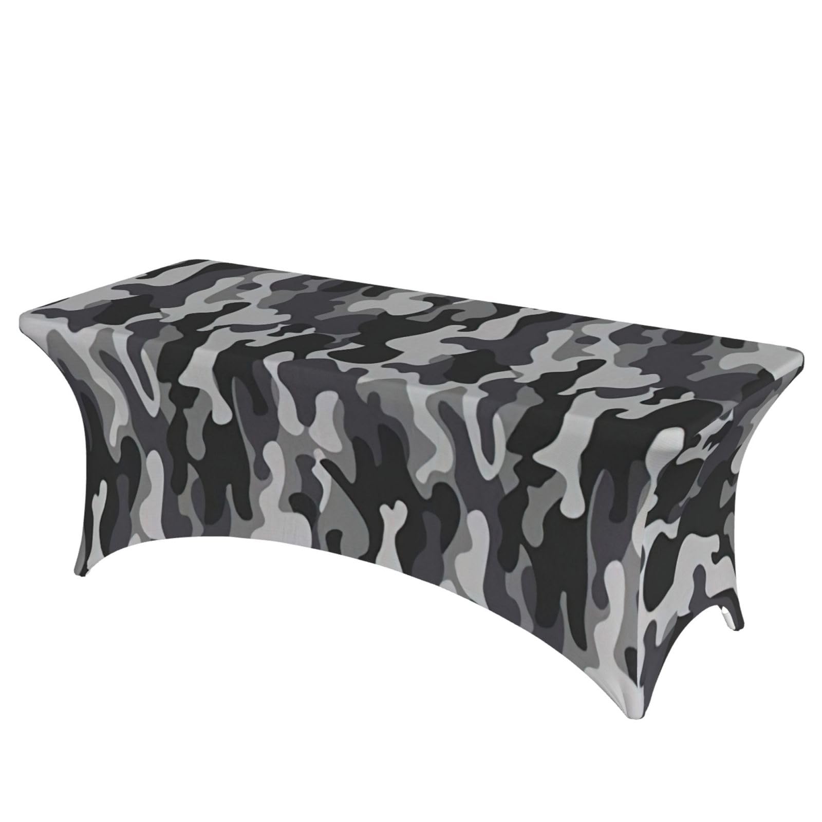 AYYQWE Abstract Camouflage Print Elastic Rectangular Tablecloth For Banquet Outdoor Picnics Office Table Cover