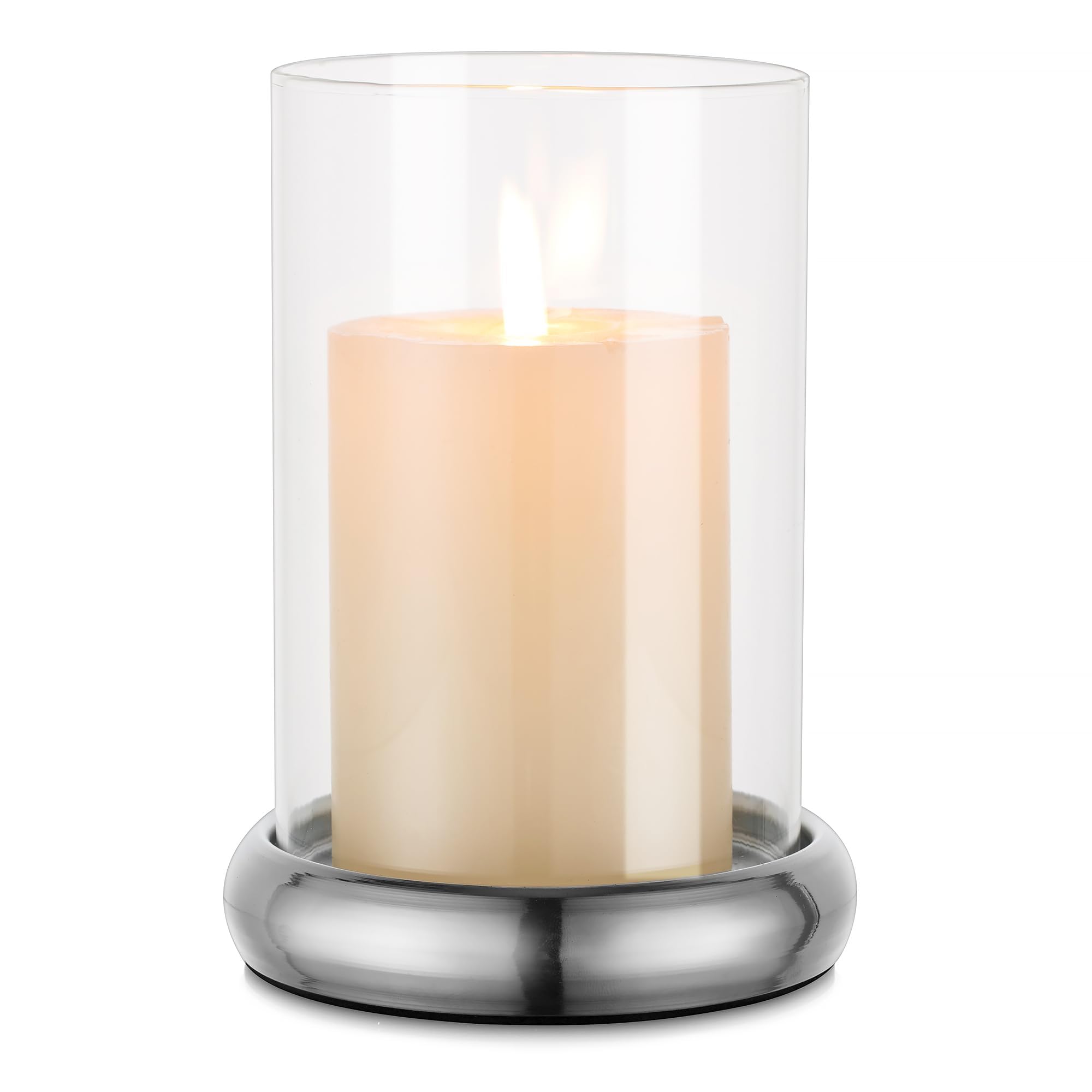 Inweder Glass Hurricane Candle Holder: Silver Pillar Candle Holders