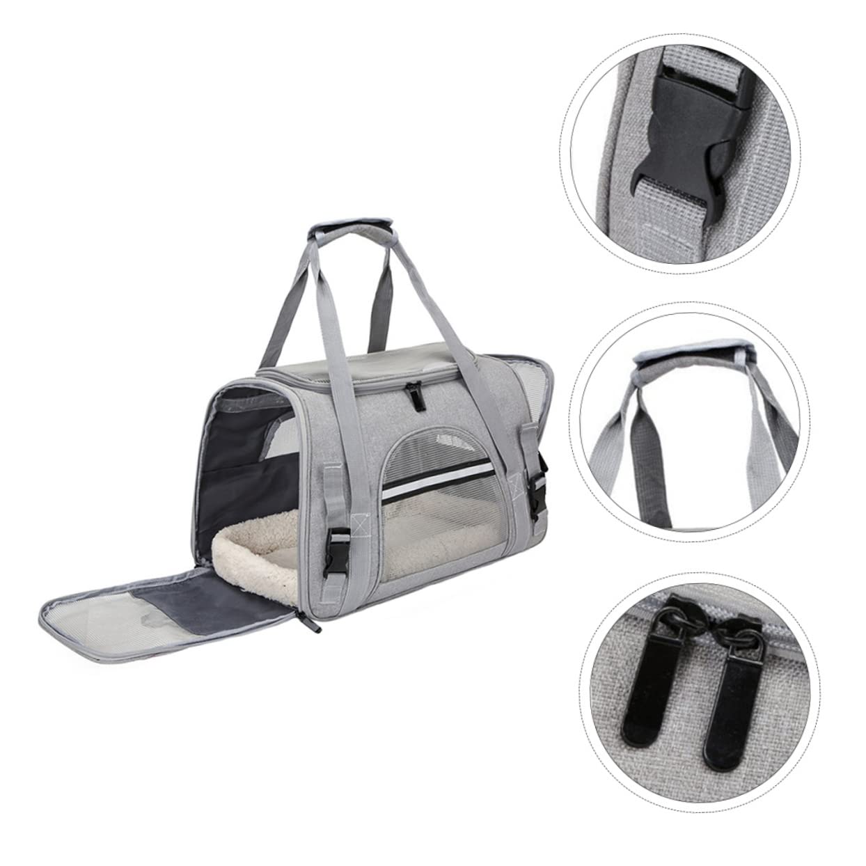 BESTonZON Transportín Portátil para Mascotas Bolsa Transpirable para Perros y Gatos para y Senderismo Material Oxford Resistente y Color Gris