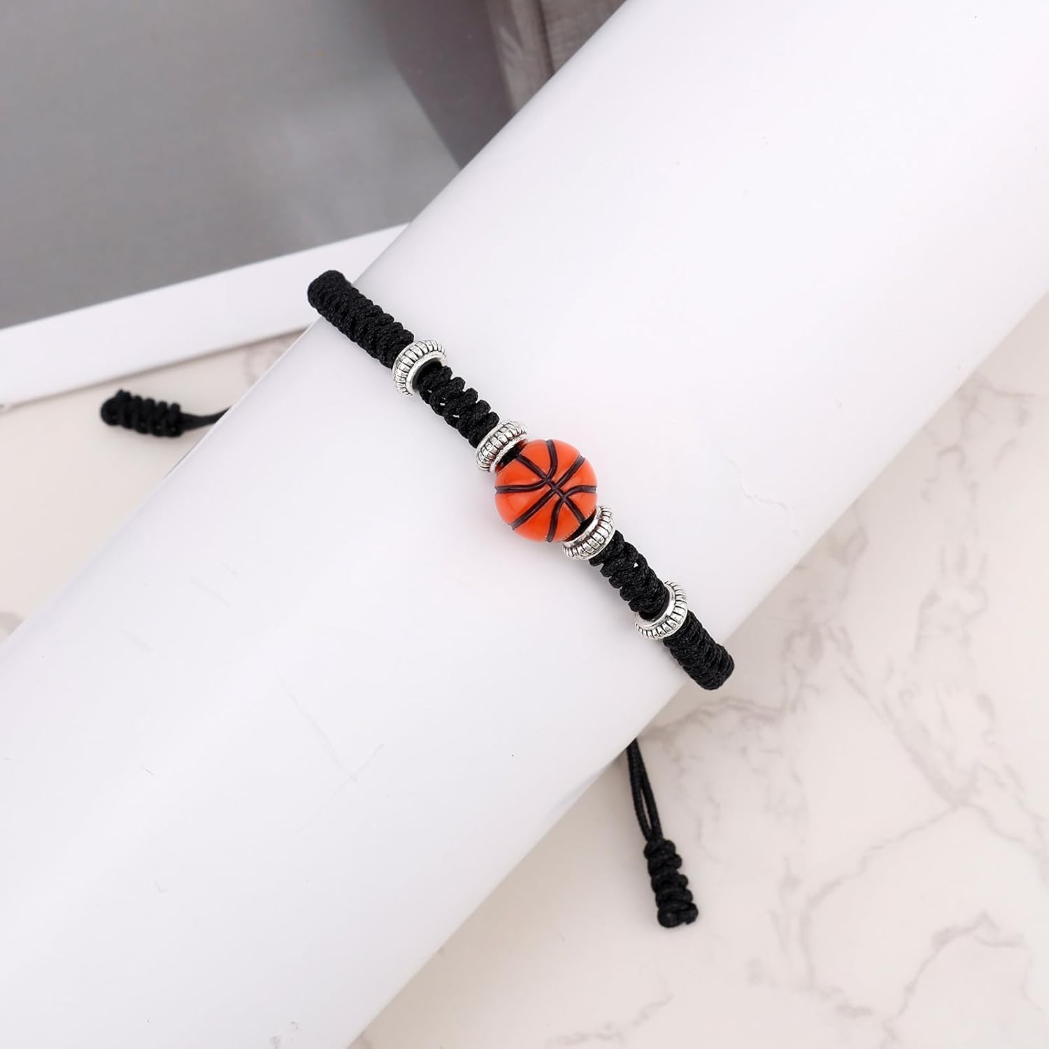 Basketball Bracelet with Card, Adjustable Sport Charm Bracelet Dainty Sport Theme Jewelry for Birthday Holiday Graduation Jewelry Gifts
