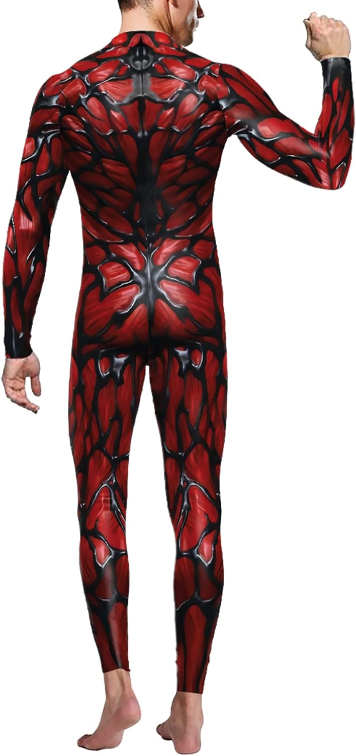 Mens Funny Halloween Costume Skeleton Print Cosplay Jumpsuit bodysuit