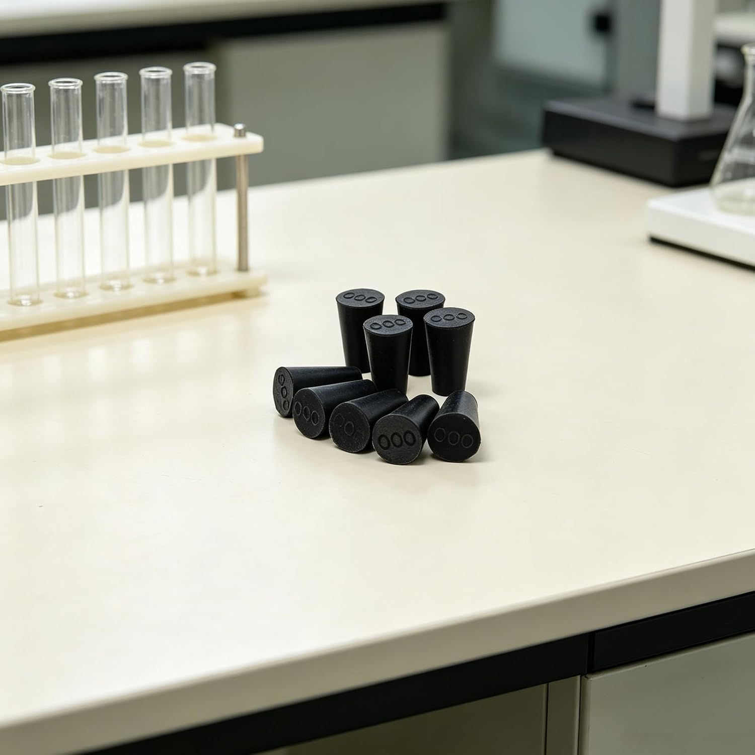 Solid Black Rubber Stoppers for Vials and Glass Beaker Interiors 30pcs Conical Tapered Plugs Leak-Proof Sealing Rubber Plugs with Wide Compatibility for Group Experiments
