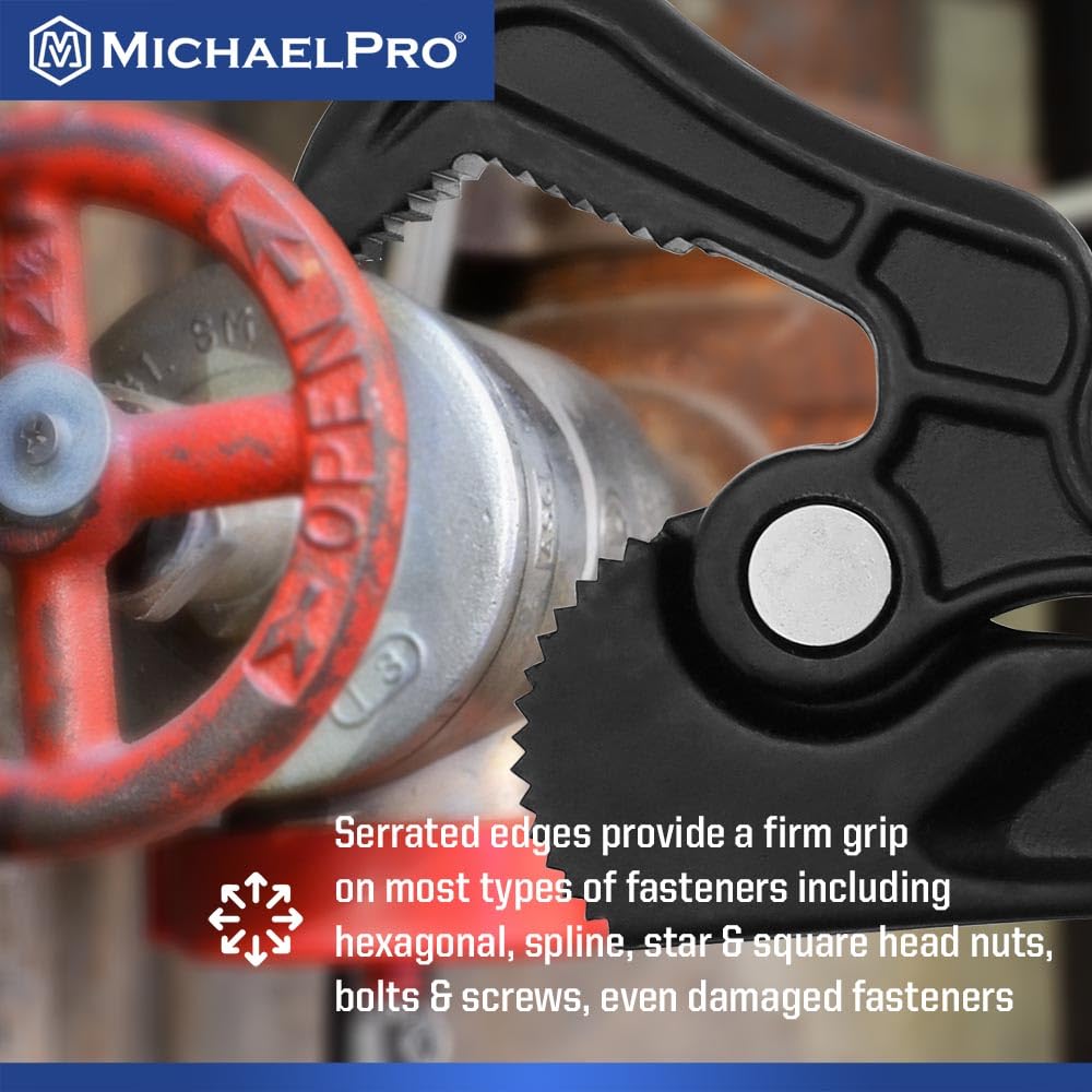 MichaelPro Llave ajustable, llave de tubo autoajustable, llave multifunción de 8 pulgadas, llave de fontanería ajustable, llave de ajuste con cabeza giratoria, diámetro de sujeción de hasta 1 3/32