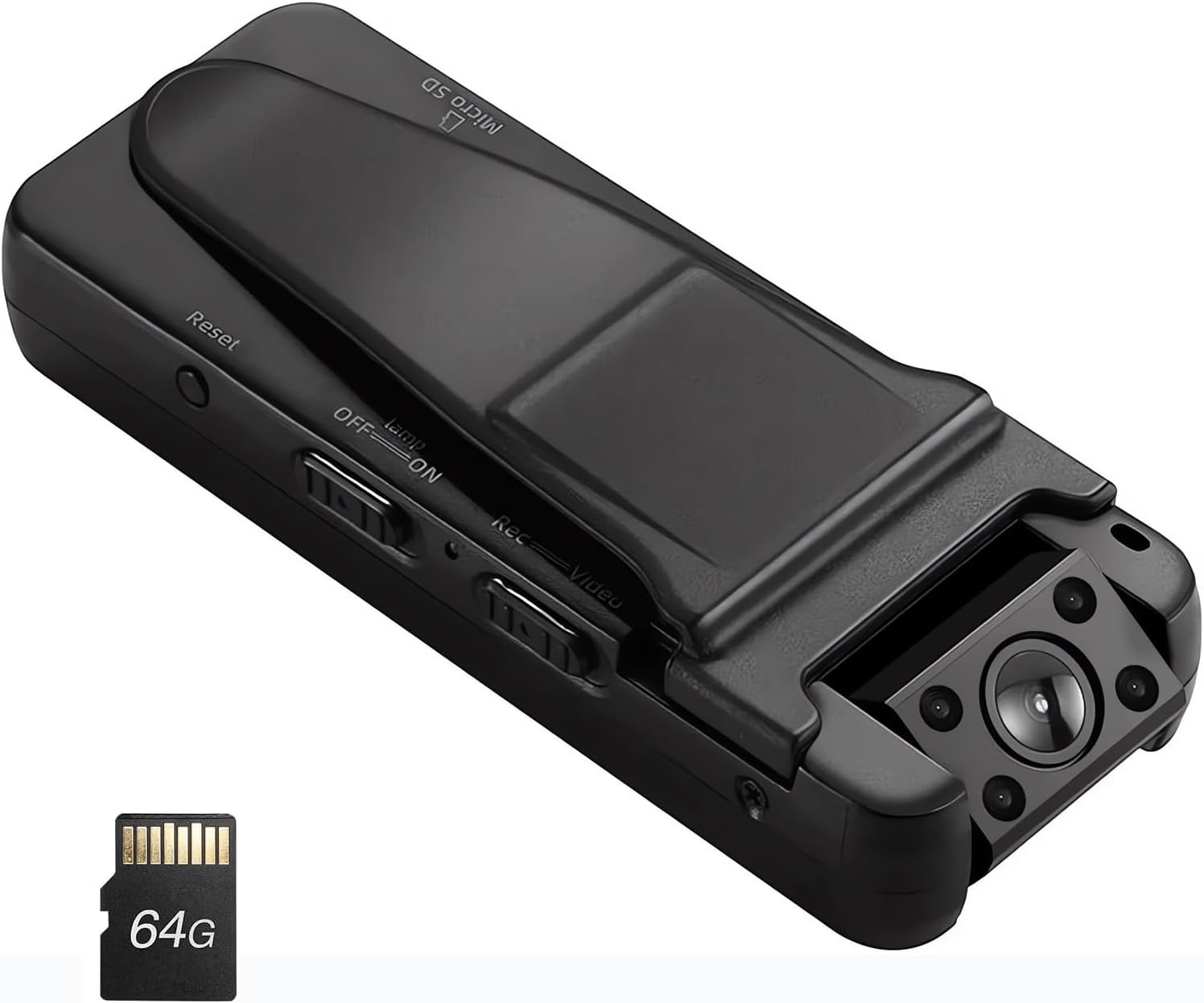 SRIKEKL 1080P Body Worn Camera, 180° Rotate Lens Wearable Cam, 8 Hours Video Recording, Mini Camcorder for Indoor/Outdoor and Personal Use,with 64GB Memory Card