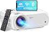 1080P WiFi Bluetooth Projector Built-in TV, TOPBLY 4K Supported with Smartphone Screen Mirroring AndroidiOS Portable Mini Home Movie Projector with HDMI VGA USB Port Cable