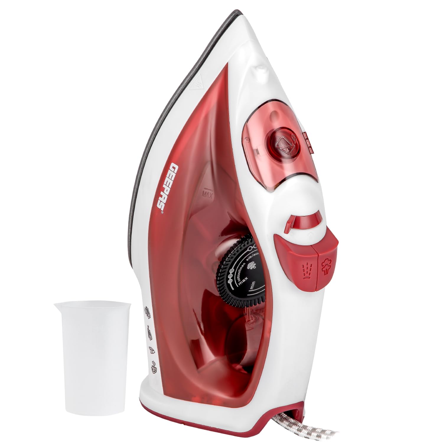GEEPAS Dry & Wet Steam Iron, Non-Stick Soleplate, 120ML Tank 1800W Red