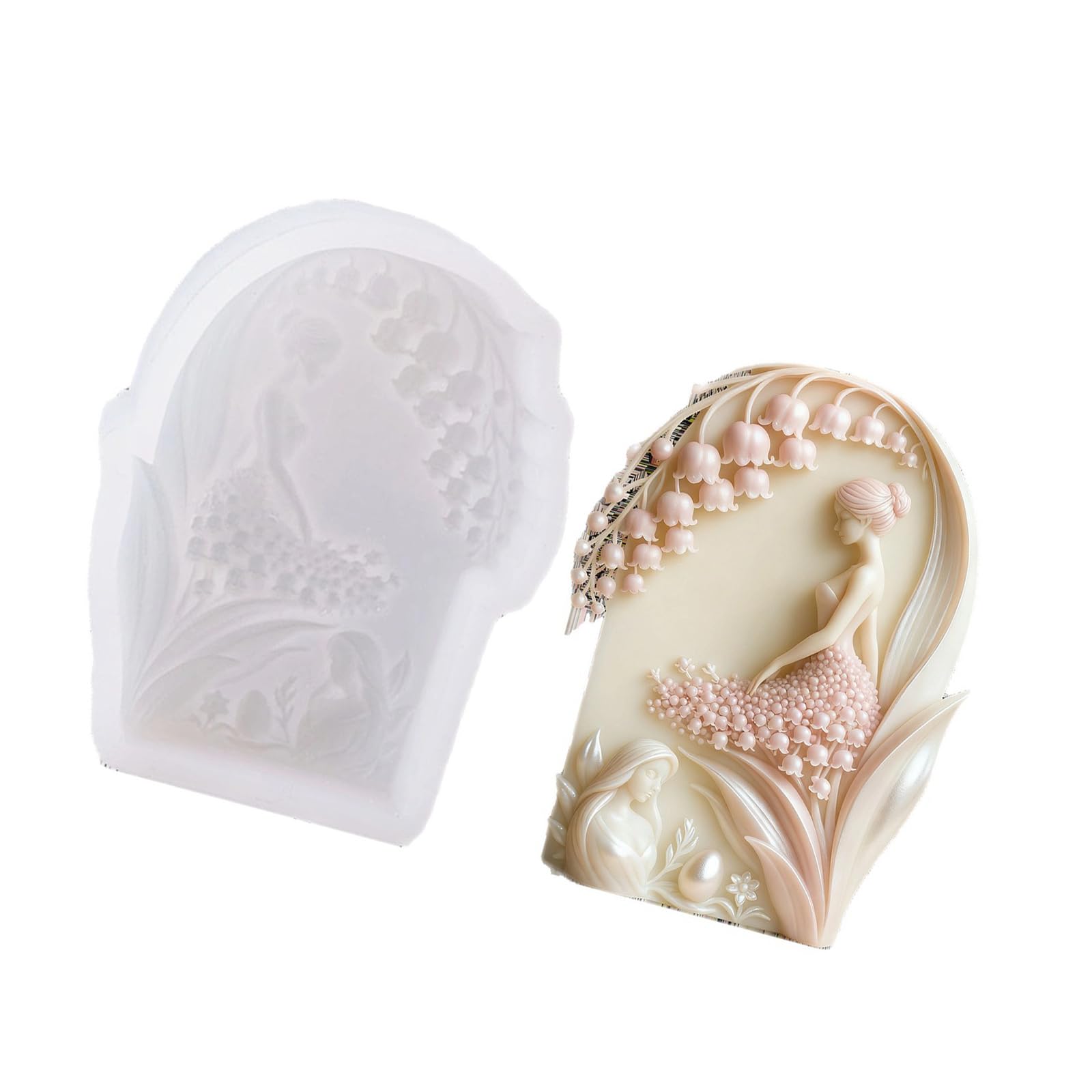 Jazuaiao Detailed Lilys of the Valley Silicone with Florals Pattern for Soap Making Easy Demold Craft Craft