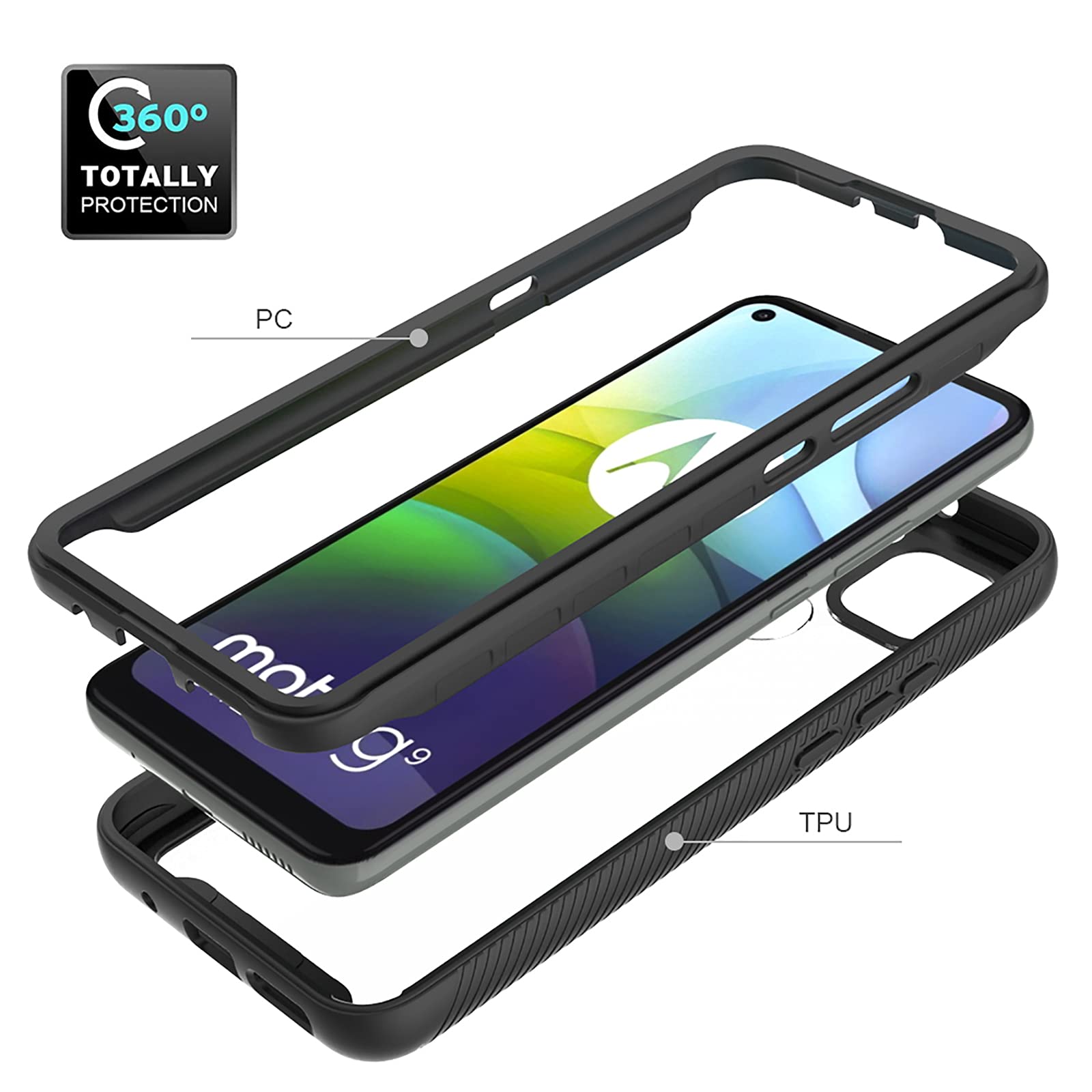 Kit Protezione Completo Per Motorola MOTO G9 POWER: Custodia Trasparente Antiurto TPU + Pellicola In Vetro Temperato (2 Pezzi)