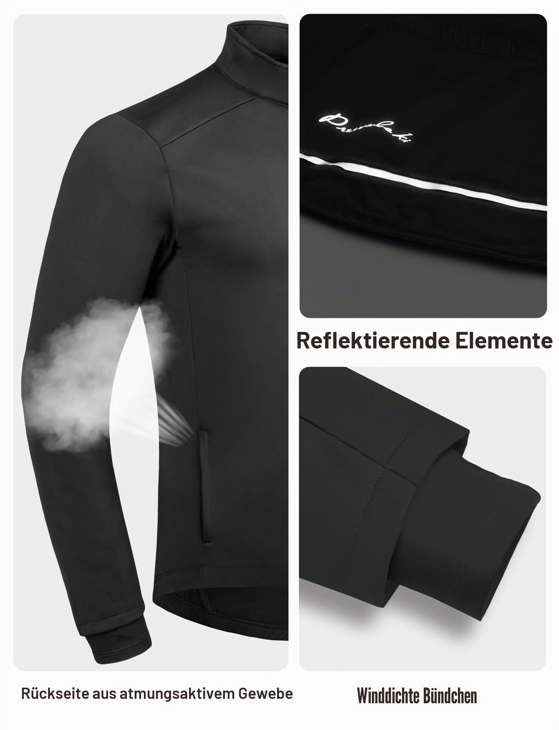 Przewalski Fahrradjacke Herren Winter Softshell Winddicht Reflektierend