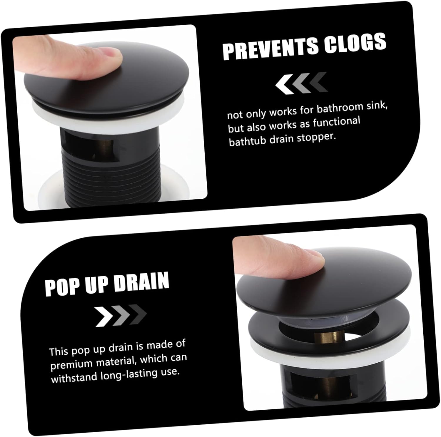 LIFKOME Copper Pop up Drain Stopper for Bathroom Sink Durable Solid Finish Prevents Clogs Suitable for Lavatory Vanity Overflow