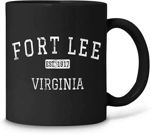 Fort Lee Virginia VA Vintage Cups Taza de café negra 11oz