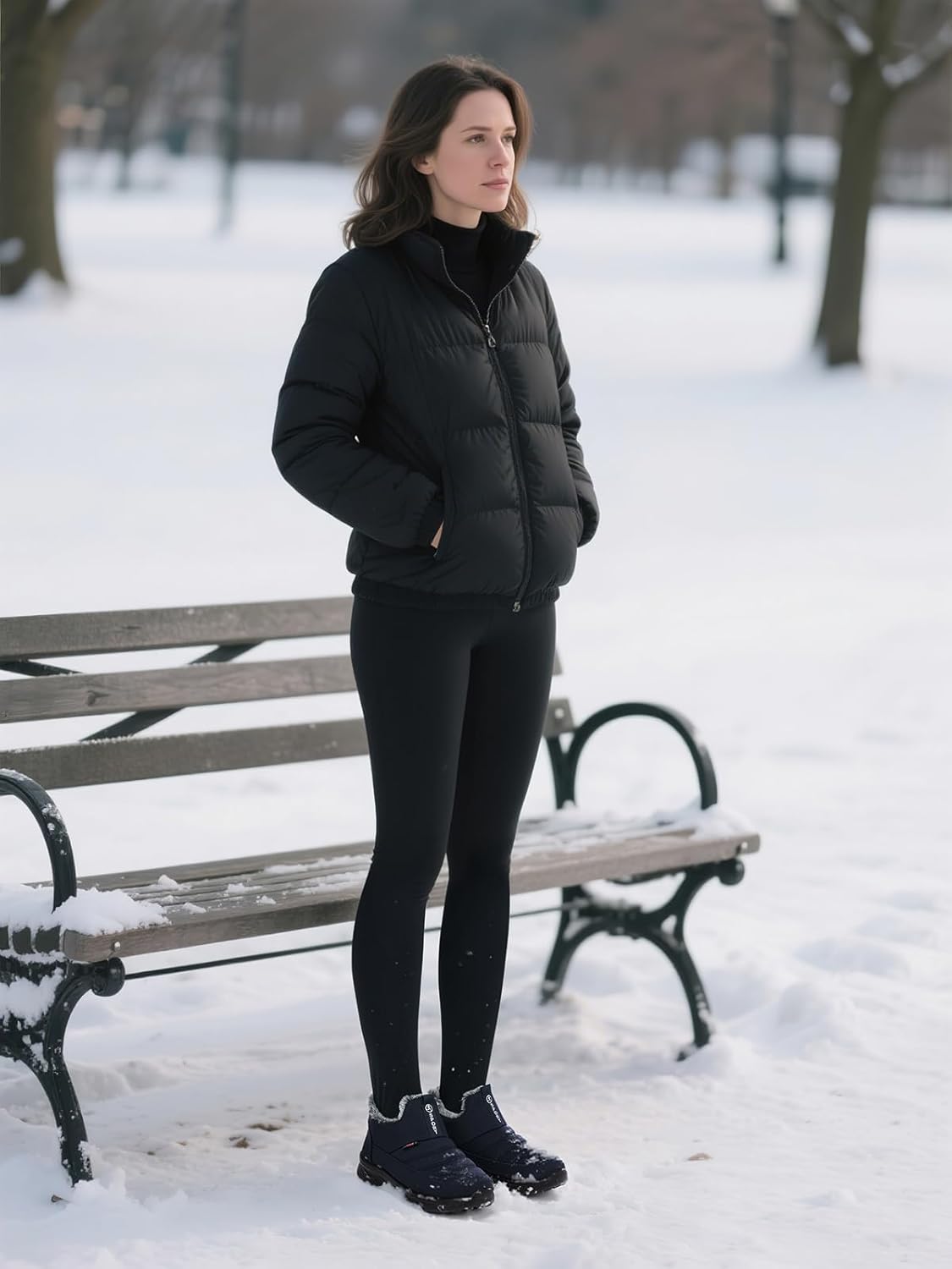 SHIBEVER Womens Winter Snow Boots: Women Ankle Booties Warm Fur Lined Waterproof Insulated Slip On Outdoor Shoes - Image 3