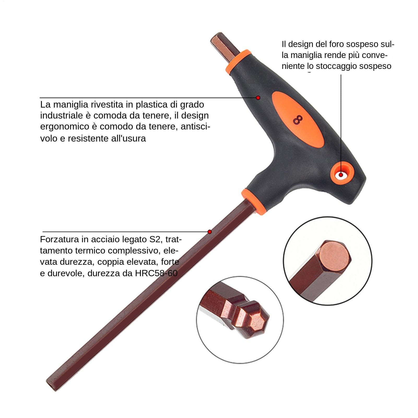 Set Di Chiavi Allen A Manico A T Chiave Allen A Manico A T A Doppia | Set Chiavi Esagonali Multifunzionale Per Meccanica Esterno Casa Garage Mobili Bicicletta Automobile