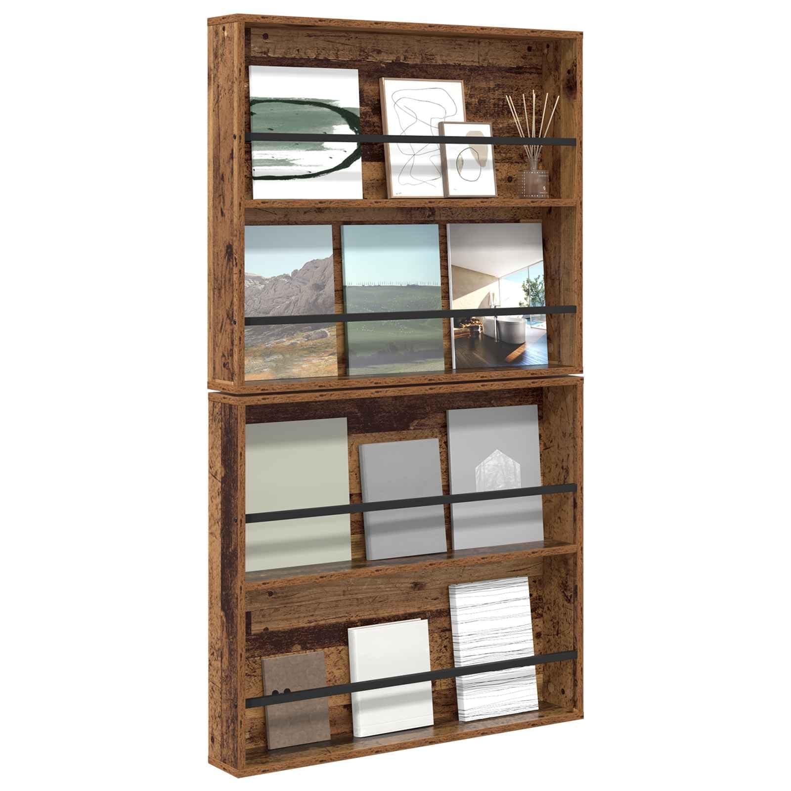 Générique Uchwyt ścienny na czasopisma inżynieryjne 80x12x70 cm, 2-częściowy regał na czasopisma nowoczesny design do salonu lub biura, regulowany i łatwy w pielęgnacji przechowywanie ścian