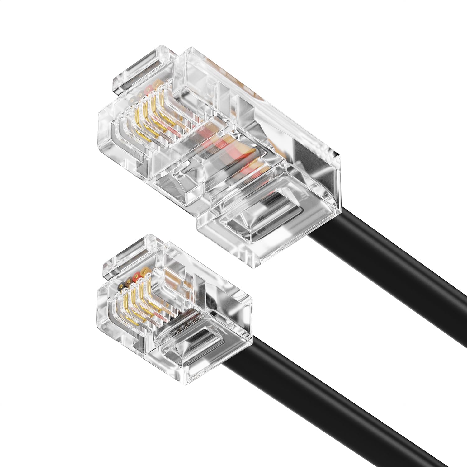 deleyCON 1m Câble Téléphone RJ11 vers RJ45 Modulaire plat Noir