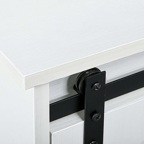 Miniatura 9 de HOMCOM Gabinete de barra de café de granja aparador de cocina gabinete de buffet con puerta corrediza de granero y 3 cajones de almacenamiento para