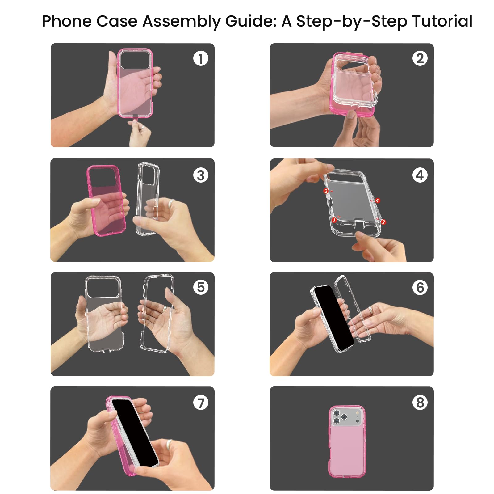 oma Funda para iPhone 15 Pro Max, anticaídas, resistente a los golpes, funda protectora transparente de múltiples capas compatible con iPhone 15 ProMax, 6.7 pulgadas, rosa cristal