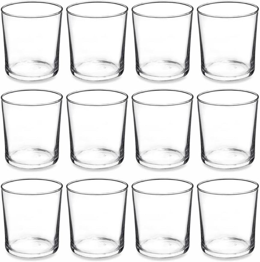 PMLAND Clear Glass Votive Candle Tealight Holders - Bulk Pack of 12