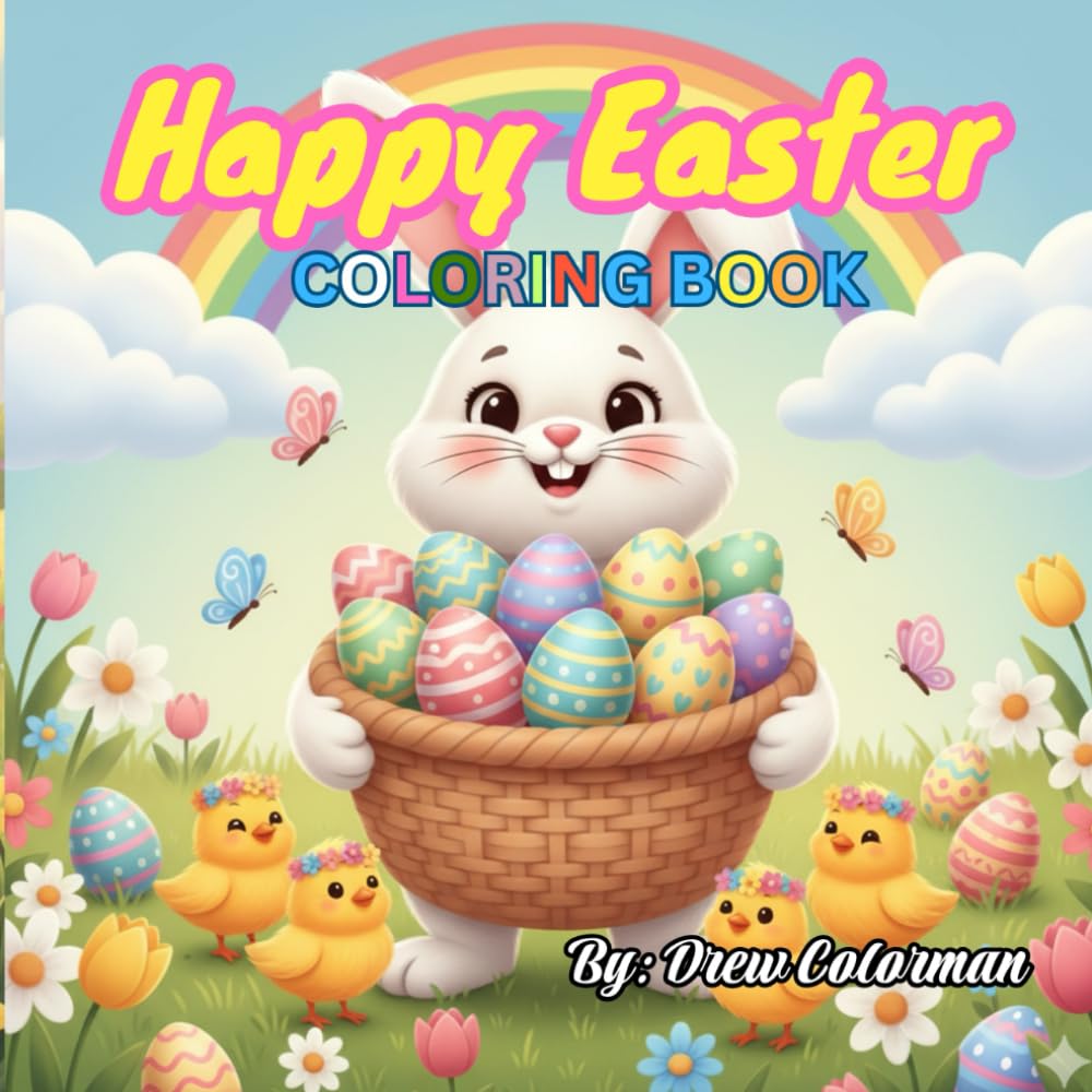 Happy Easter Coloring Book: Cute Bunnies, Easter Eggs, Egg Hunts & Springtime Fun for Kids and Families