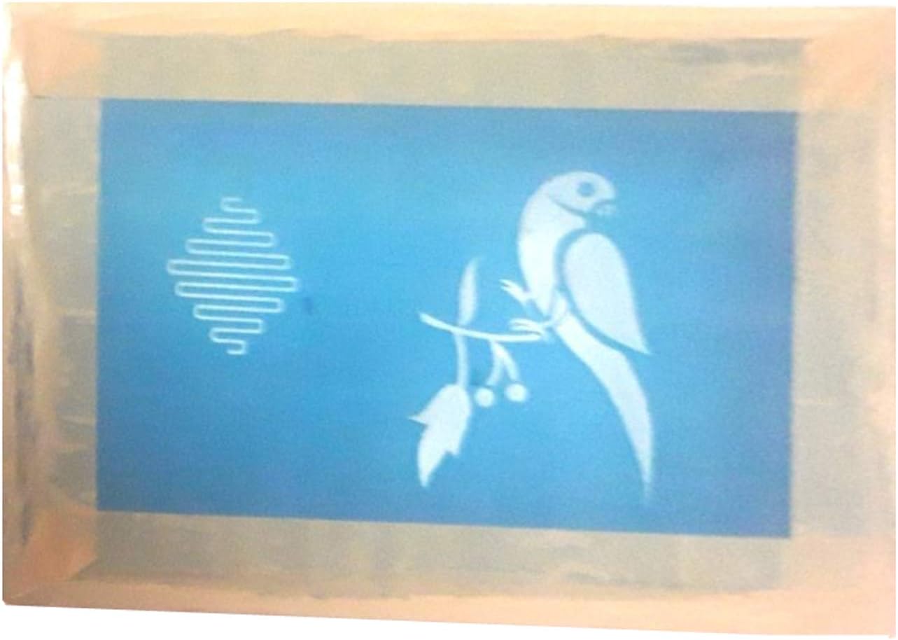 Kishore Parrot Design Saree Screen Printing Sheet with Printing Kit (6x8 Inch_Blue)