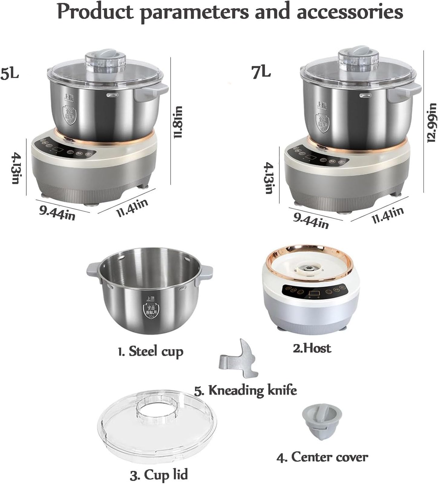 Macchina per impastare con funzione di fermentazione, macchina professionale in acciaio inossidabile con temporizzazione, macchina impastatrice dal design diviso per una facile pulizia