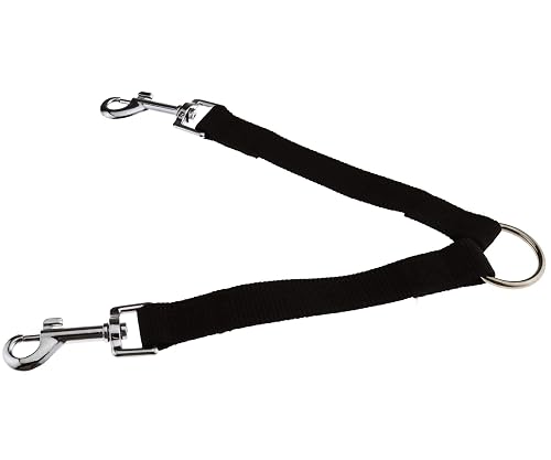 Be In Your Mind Acoplador de correa de doble plomo para perro, 2 perros en 1 correa de nailon, color negro