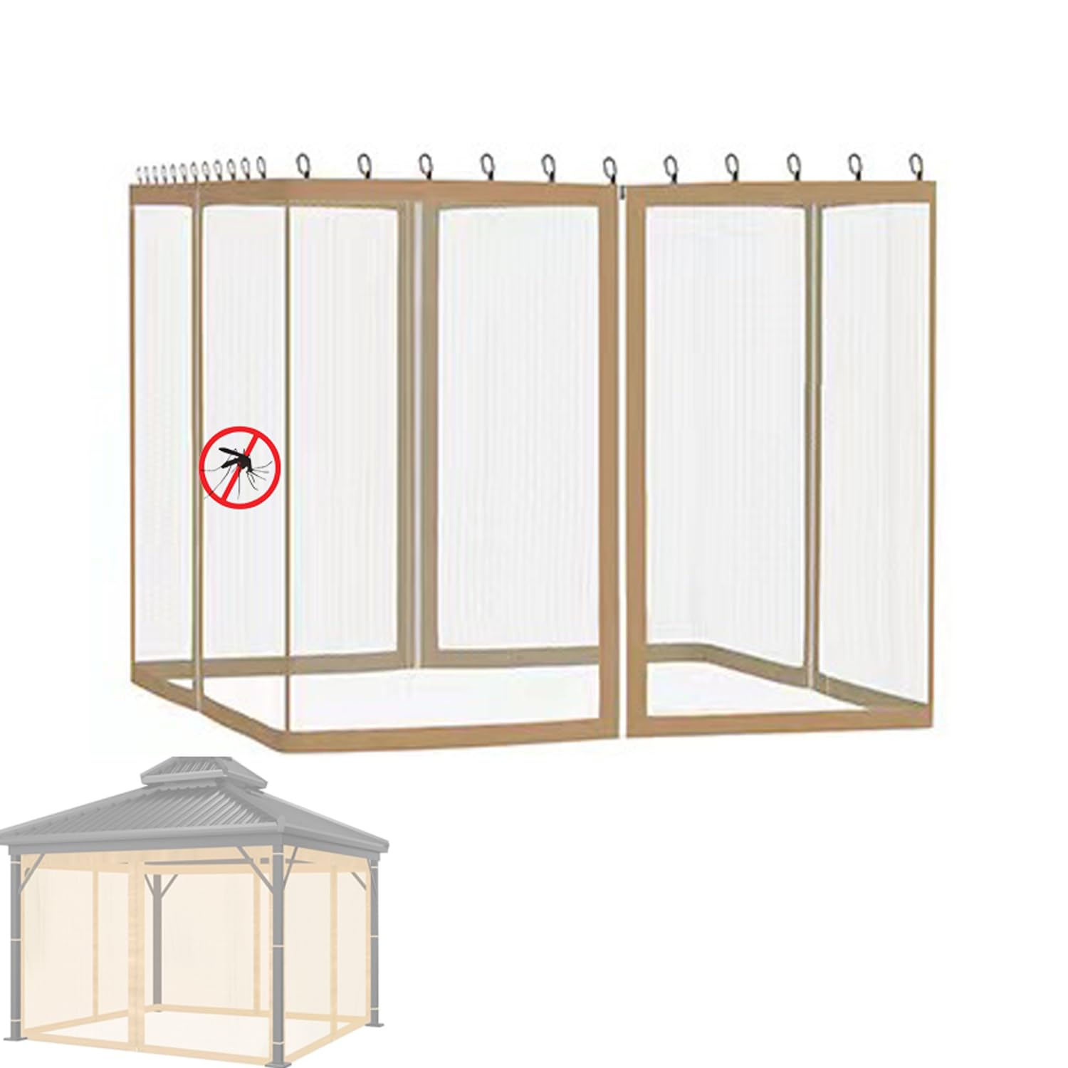 Mosquito Net Tent for Gazebo, Fly Mosquito Moth Bug Netting Screen Curtains Mesh Sidewalls for Outdoor Canopy Patio Pergola 4-Panels (White, 10' x 12')