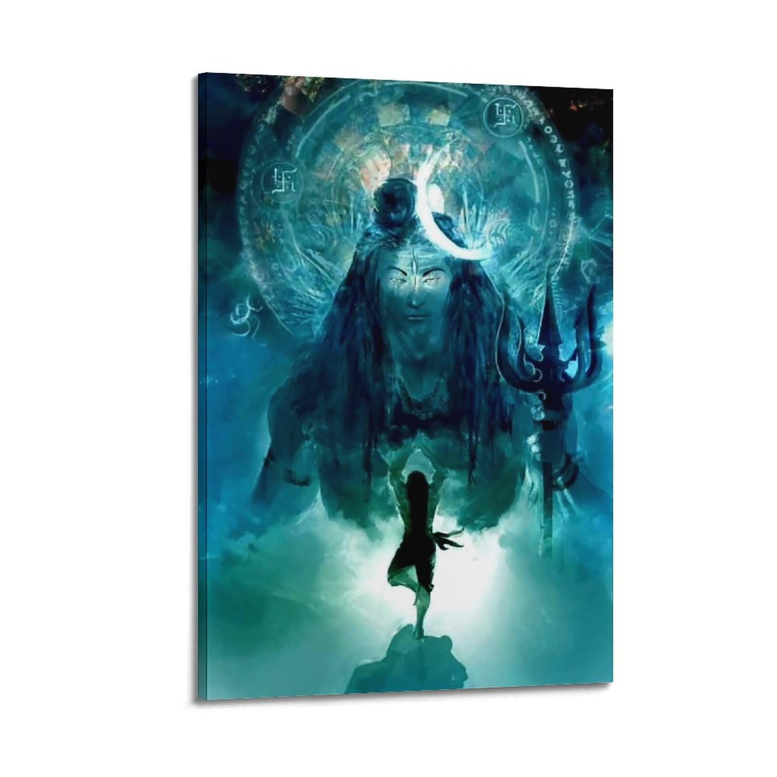 Poster Toile Shiva Contemplatif – Décoration Murale Hindouisme, 20x30 Cm, Palette Bleu Gris, Spirituel