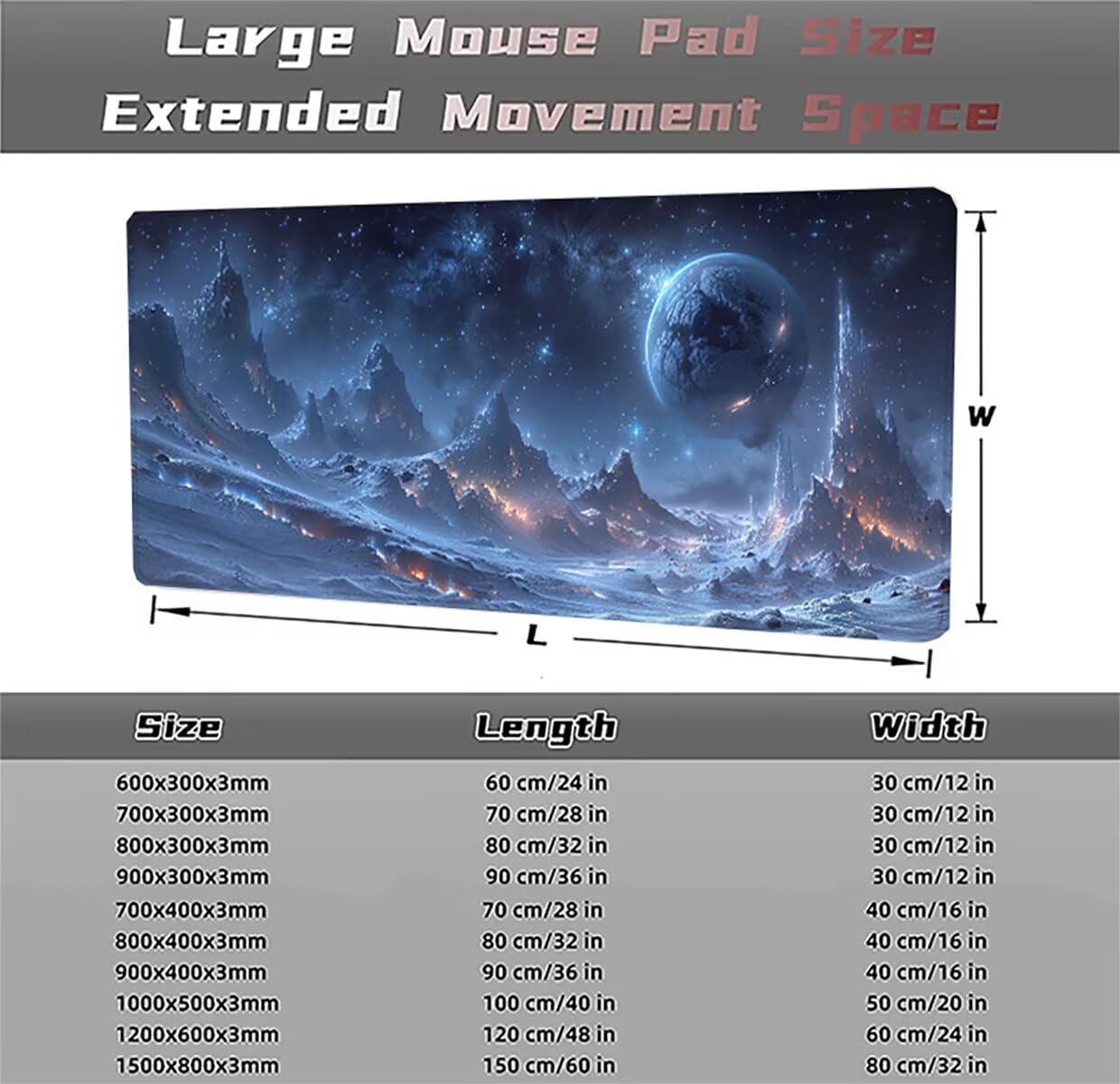 Tappetino per Mouse Gaming XXL 1200x600x3mm– Ufficio Mousepad Grande – Migliora la Velocità e la Precisione Tenuta Stabile Sottomano per Ufficio e Casa Accessori Scrivania Paesaggio PjY15099 N-U
