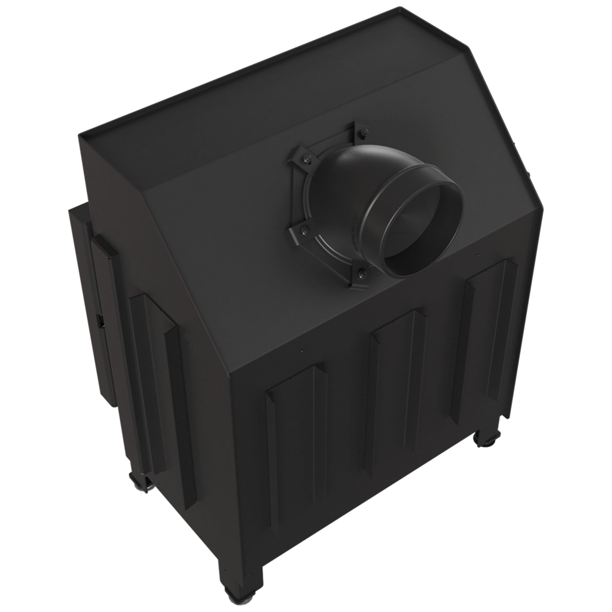 KRATKI Inserto per camino in acciaio a legna ZIBI 9,9 kW Ø180 sinistro A+ | Acciaio nero, efficienza 86%, classe A+. Ecodesign, BImSchV 2, Flamme Verte 7; per recupero calore.; combustione efficiente