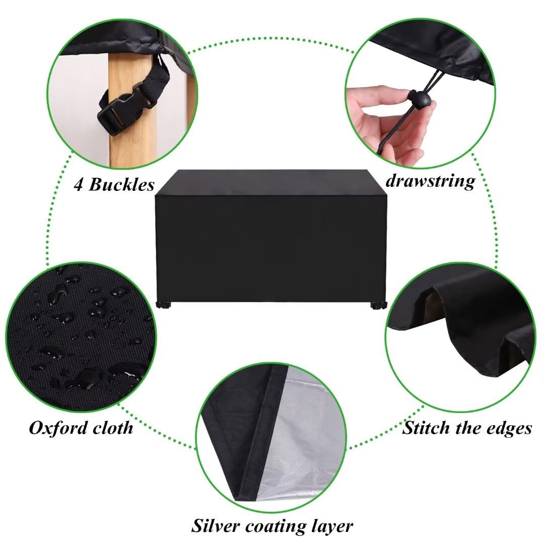 Nvdsivee Funda Para Muebles De Jardin Impermeable Fundas Protectora Mesa Anti-UV Exterior Rectangular 420D Oxford Cubierta De Conjuntos De Muebles Grande Resistente Al Viento Negro 230x150x90cm