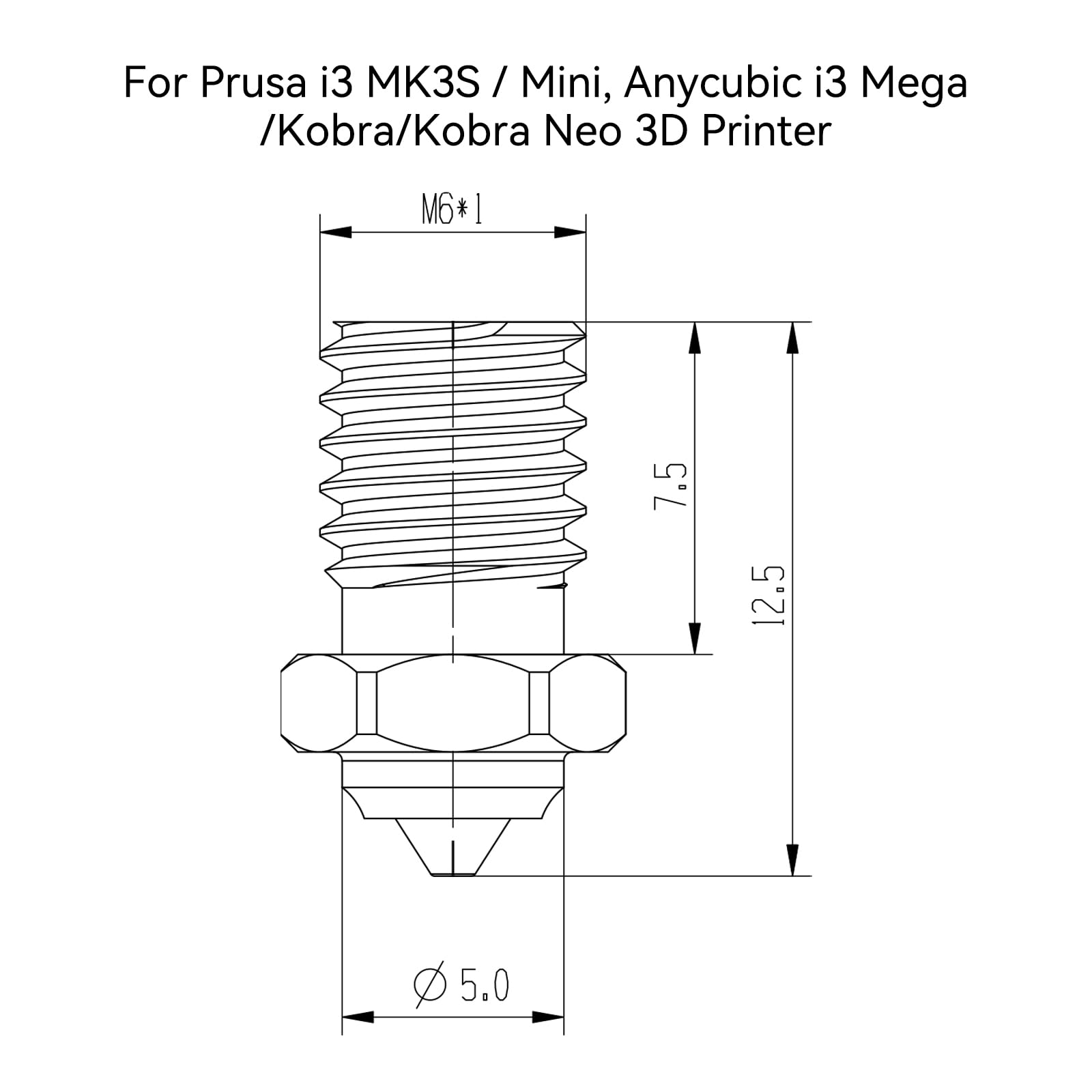 SeulQir - Boquilla de doble metal con punta de carburo de tungsteno E3D V6, boquillas de impresora 3D de 0,4 mm para impresora 3D Prusa i3 MK3S/Mini, Anycubic i3 Mega/Kobra/Kobra Neo y más (0,4 mm E3D