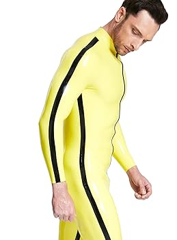 Amazon.co.jp: 男性コントラストストリップキャットスーツ