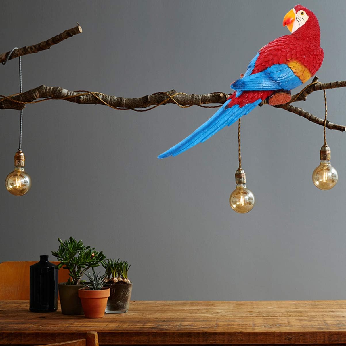 Parrot Decor Hanging Parrot Statue for Garden Resin Parrot Sculpture Realistic Parrot Outdoor Statue Outdoor Parrot Statue and Figurine Ornament Wall Decoration